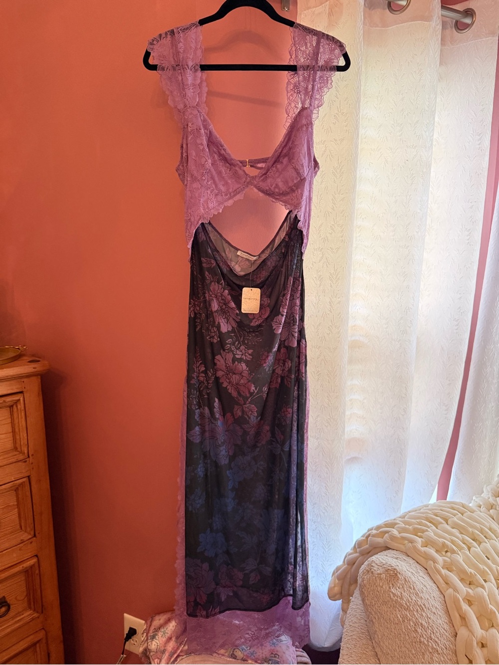 Intimately Free People Suddenly Fine Maxi Slip Dress ocean combo